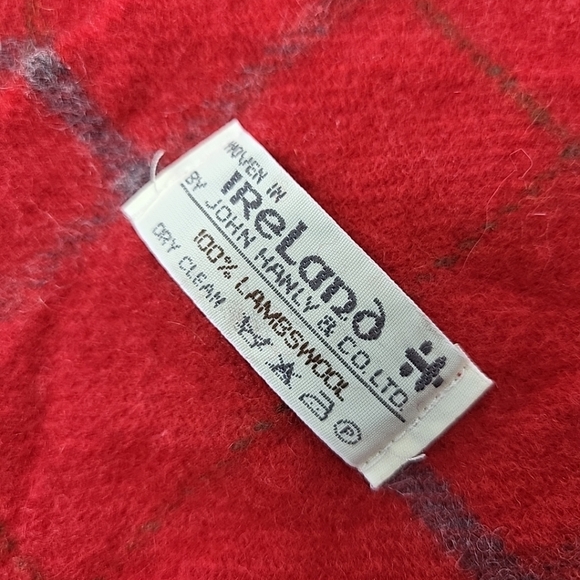 Lambswool Scarf John Hanly Made in Ireland Plaid 56"X 10” - Picture 2 of 5